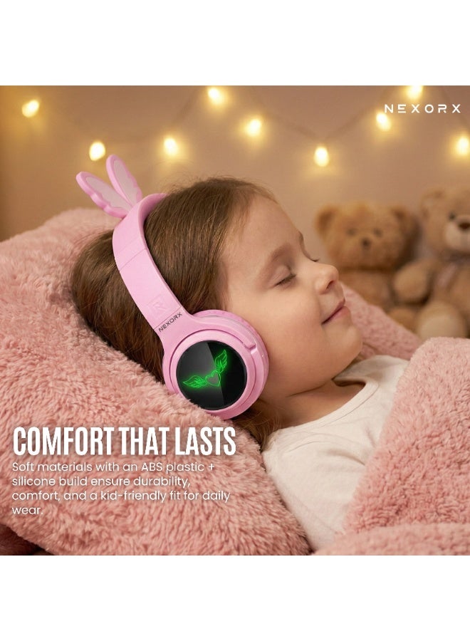 NEXORX NexTunes 003 Lite Kids Headphones – Bluetooth 5.3, 6H Playtime, Safe 85dB Volume Limit, Built-in Mic, Foldable & Lightweight Design for Ages 3+ PINK - Image 4